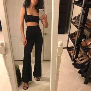 Nasty Gal Black Crop Top and Pants Set